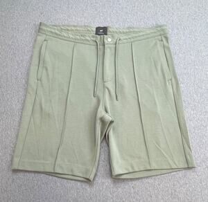 H&M Shorts Mens Large Green Cotton Blend Performance Drawstring Slim 9" Inseam‎